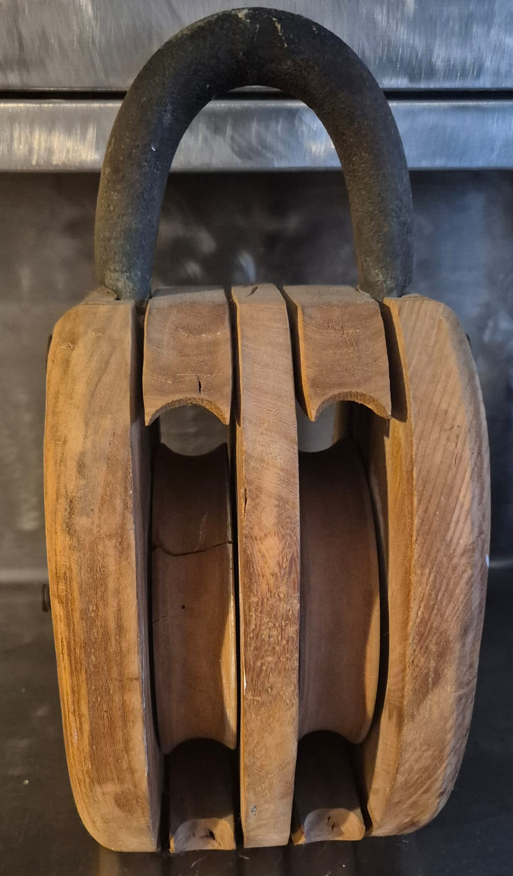 Flaschenzug‑Block aus Holz - VollVoll