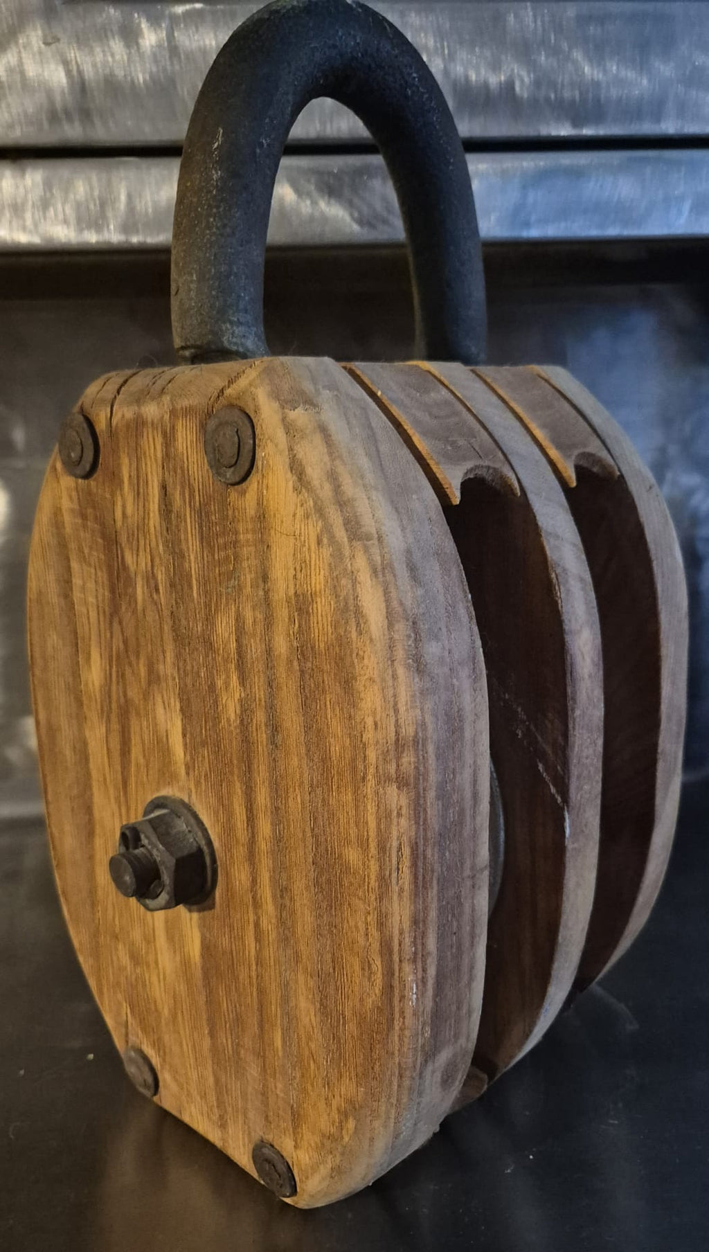 Flaschenzug‑Block aus Holz - VollVoll